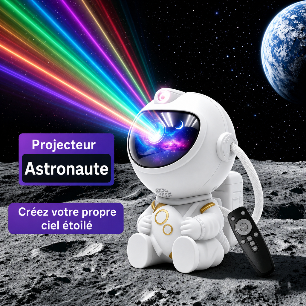 Projecteur Étoiles Astronaute — Veilleuse Galaxy 360° avec Télécommande